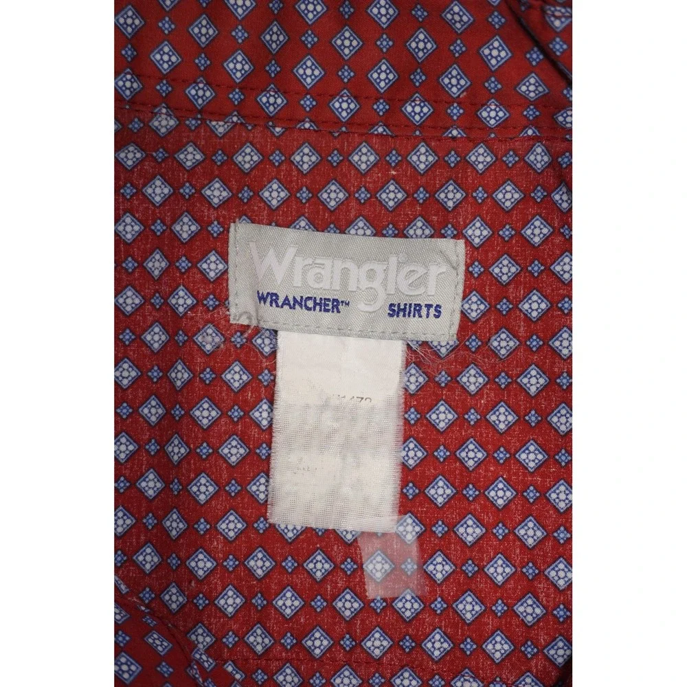 Wrangler Large Wrancher Red Geometric Print Short Sleeve Western Shirt